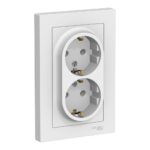 Розетка 2-м ATLAS DESIGN с заземл.  16А в сборе бел. SchE ATN000124