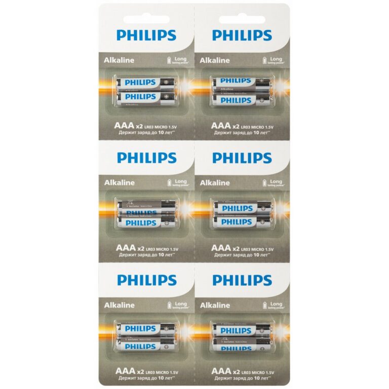 Батарейки Philips LR03A12S/51 ААА алкалиновые 1,5v 2х6 шт. LR03,2BL Entry (12/96/288/19584)