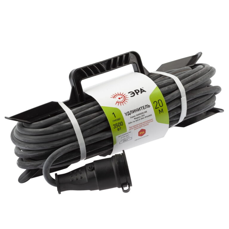 Удлинитель силовой ЭРА  UFx-1e-3x2,5-20m-IP44(KG) на рамке с заземлением 1 розетка 20 м КГ 3х2,5мм2