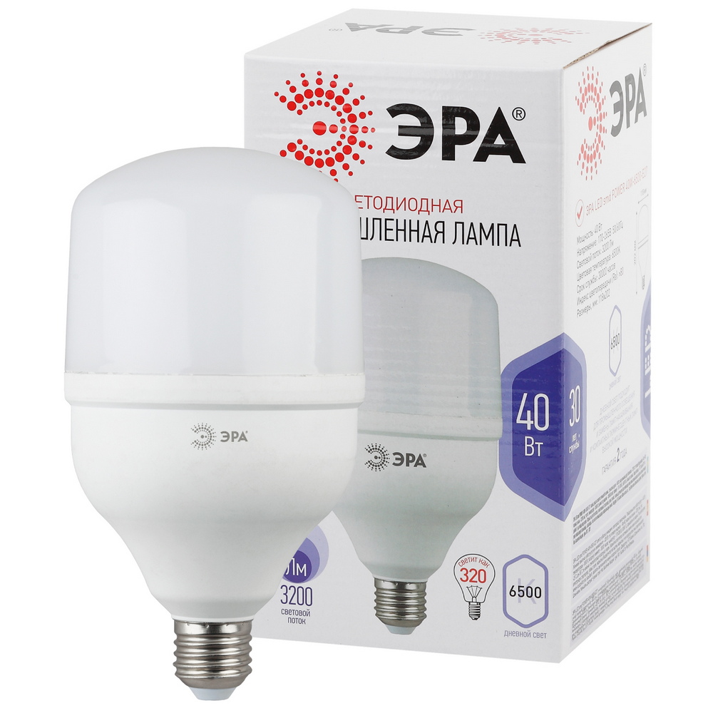 Лампа светодиодная ЭРА STD LED POWER T120-40W-6500-E27 E27 / Е27 40Вт колокол холодный дневной свет Лампа светодиодная ЭРА STD LED POWER T120-40W-6500-E27 E27 / Е27 40Вт колокол холодный дневной свет