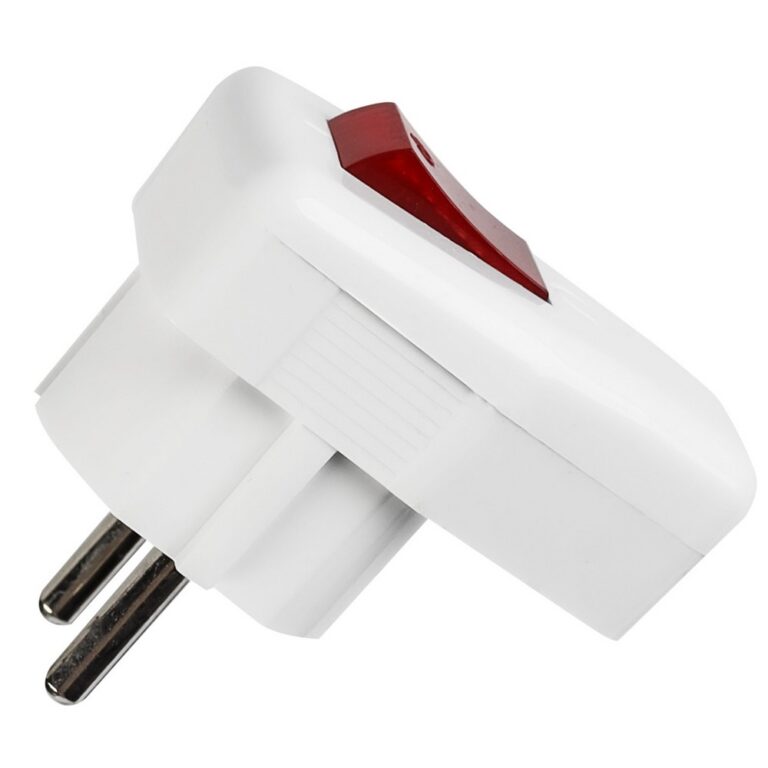 Вилка Smartbuy, угловая с/з с выключателем белая 16А 250В (SBE-16-P12-w)