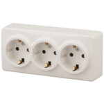 11-2209-02 ЭРА Розетка 3х2P+E Schuko со шторками, 16A-250В, IP20, ОУ, Эра Эксперт, сл.кость (6/60/12