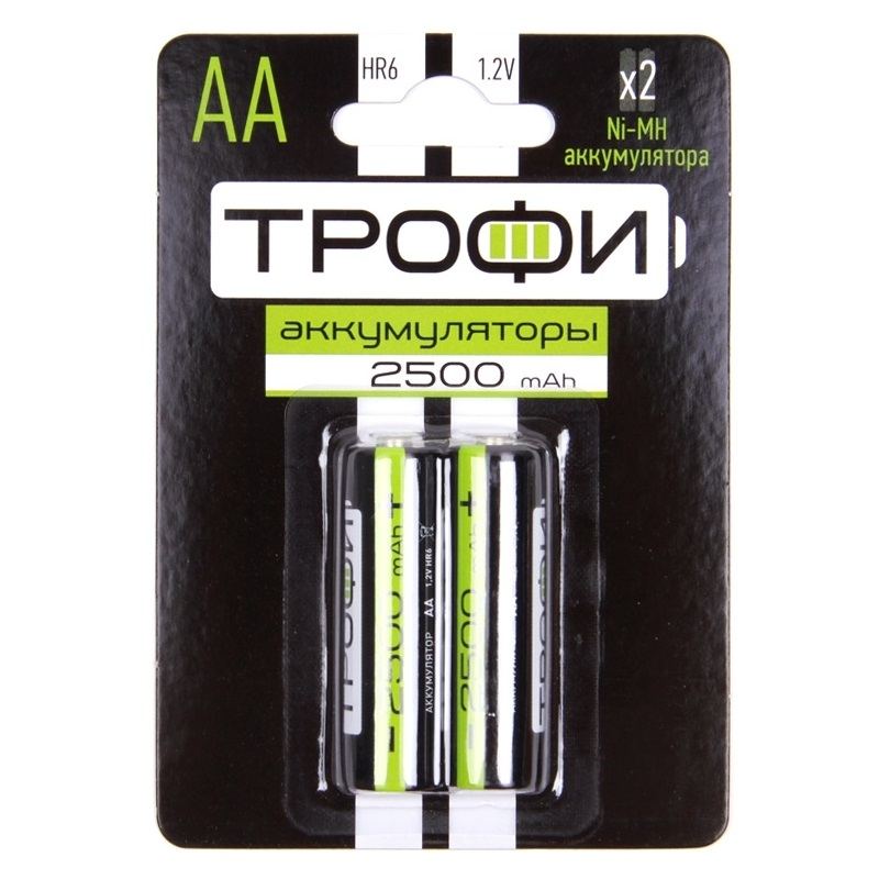Аккумуляторы NiMH (никель-металлгидридные) Трофи HR6-2BL 2500 mAh GREEN POWER (20/240/11520) Аккумуляторы NiMH (никель-металлгидридные) Трофи HR6-2BL 2500 mAh GREEN POWER (20/240/11520)