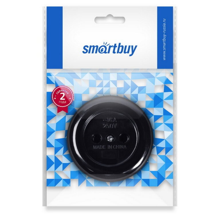 Розетка Smartbuy бакелитовая, 1 гнездо 10А/2,2кВт без заземления (SBE-10-1-00-BN)