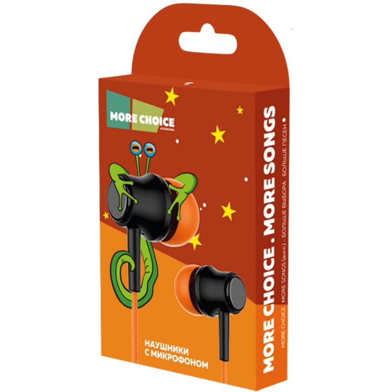 Наушники вакуумные AUX разъём с МК без рег.громкости длина 1.2м More Choice G36 (Orange)