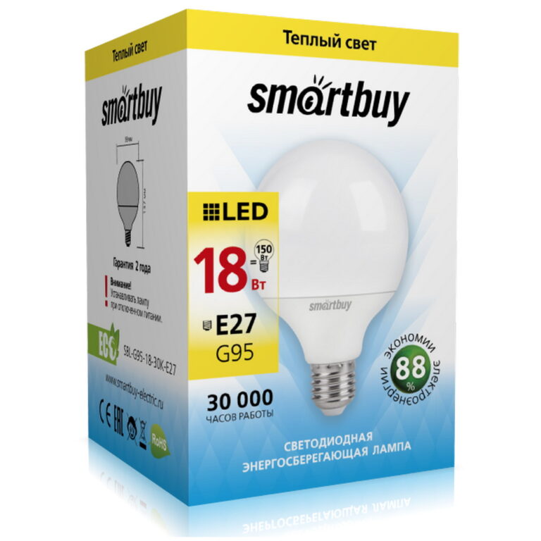Светодиодная (LED) Лампа Smartbuy-G95-18W/3000/E27