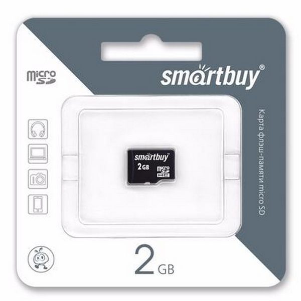 Карта памяти MicroSD 2 GB Smart Buy без адаптера
