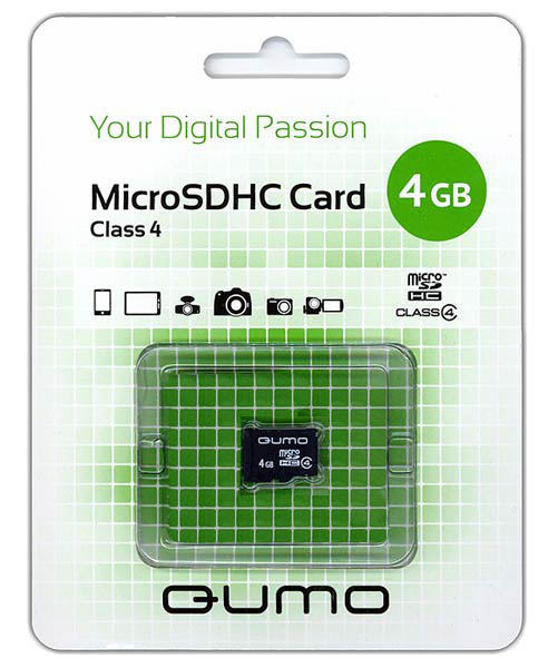 Карта памяти MicroSD 4 GВ Qumo Class 4 без адаптера