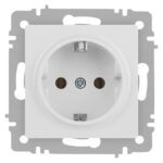 Розетка Intro Accent 6-202-01М 2P+E Schuko, 16А-250В, IP20, СУ, белый матовый