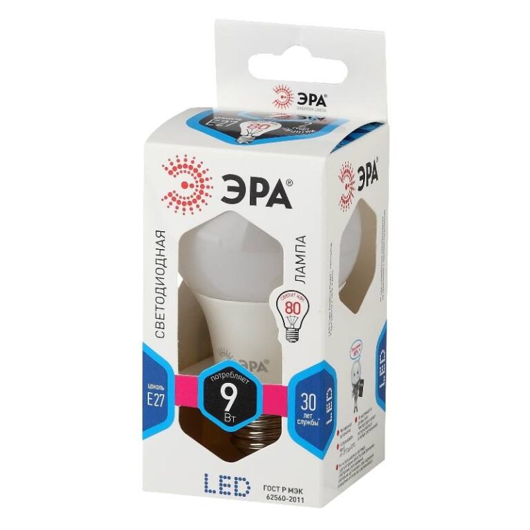 Лампочка светодиодная ЭРА STD LED A60-9W-840-E27 E27 / Е27 9Вт груша нейтральный белый свет