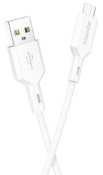 Кабель USB - микро USB Borofone BX70 Shengda, 1.0м, круглый, 2.4A, силикон, цвет: белый (1/63/378)