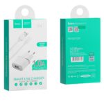 Блок питания сетевой 1 USB HOCO, C11, 1000mA, пластик, кабель микро USB, цвет: белый (1/10/100)