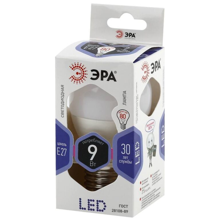 Лампочка светодиодная ЭРА STD LED P45-9W-860-E27 E27 / Е27 9Вт шар холодный дневной свет