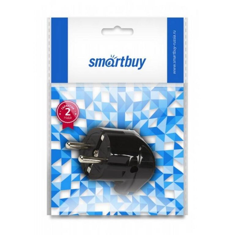 Вилка Smartbuy, угловая с заземлением черная 16А 250В (SBE-16-P02-b)/600