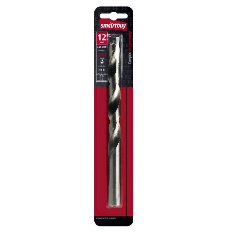 Сверло по стали, 12 мм, сталь Р6М5, HRC>60, Smartbuy tools (SBT-DM-12)/200
