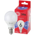 Лампочка светодиодная ЭРА RED LINE LED P45-6W-865-E14 R E14 / Е14 6Вт шар холодный дневной свет