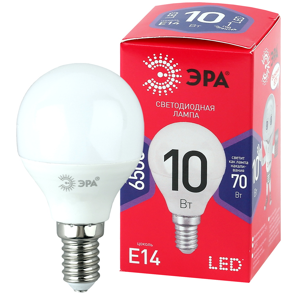 Лампочка светодиодная ЭРА RED LINE LED P45-10W-865-E14 R E14 / Е14 10Вт шар холодный дневной свет Лампочка светодиодная ЭРА RED LINE LED P45-10W-865-E14 R E14 / Е14 10Вт шар холодный дневной свет