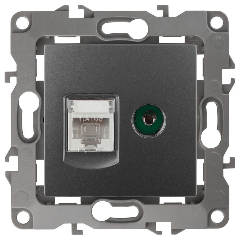 12-3110-12 ЭРА Розетка комбинированная RJ45+TV, IP20, Эра12, графит (10/100/3200)