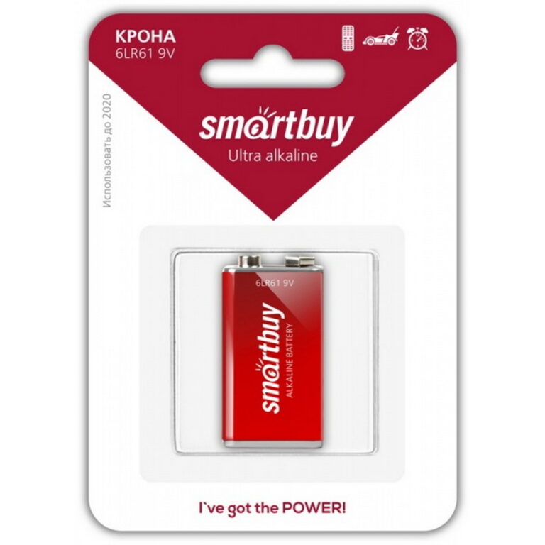 Батарейка алкалиновая Крона Smartbuy 6LR61/1B (12/240)  (SBBA-9V01B)