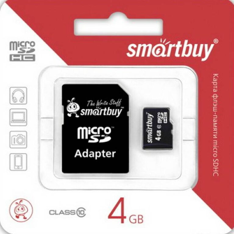 Карта памяти MicroSD 4 GB Smart Buy Class 10 + SD адаптер