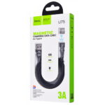 6931474716187Кабель USB - микро USB HOCO U75, Blaze magnetic, 1.2м, круглый, 3.0A, нейлон, магнитный, с индикатором, цвет: чёрный