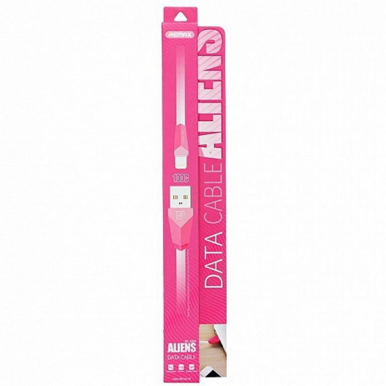 USB кабель REMAX Alien (IPhone 5/6/7/SE) 1M RC-030I Розовый (1M, 2.1A)