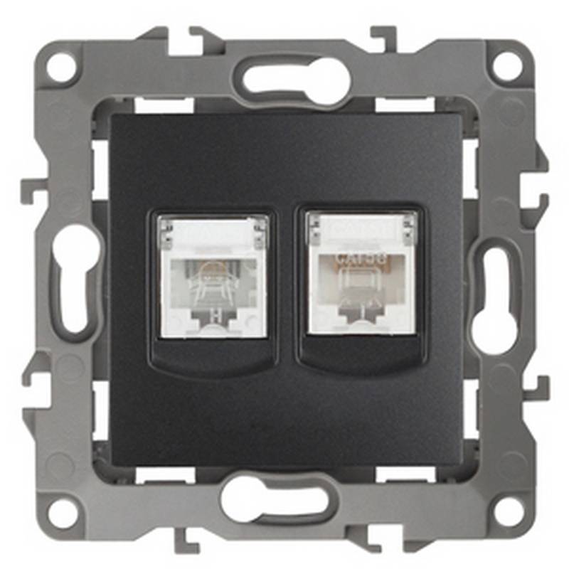 12-3109-05 ЭРА Розетка комбинированная RJ45+RJ11, IP20, Эра12, антрацит (10/100/2500) 12-3109-05 ЭРА Розетка комбинированная RJ45+RJ11, IP20, Эра12, антрацит (10/100/2500)