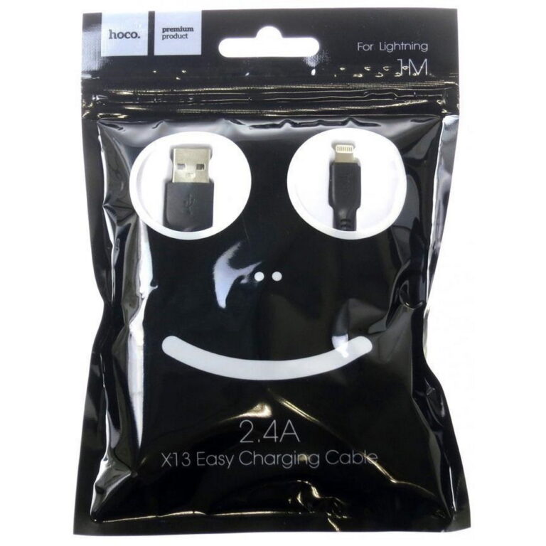 Кабель HOCO X13 USB (m)-Lightning (m) 1.0м 2.4A силикон черный (1/36/360)