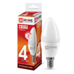 Лампа светодиодная LED-СВЕЧА-VC 4Вт 230В Е14 6500К 360Лм IN HOME