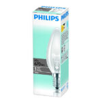 Лампа накаливания Philips B35 60W E14 230V свеча Cl