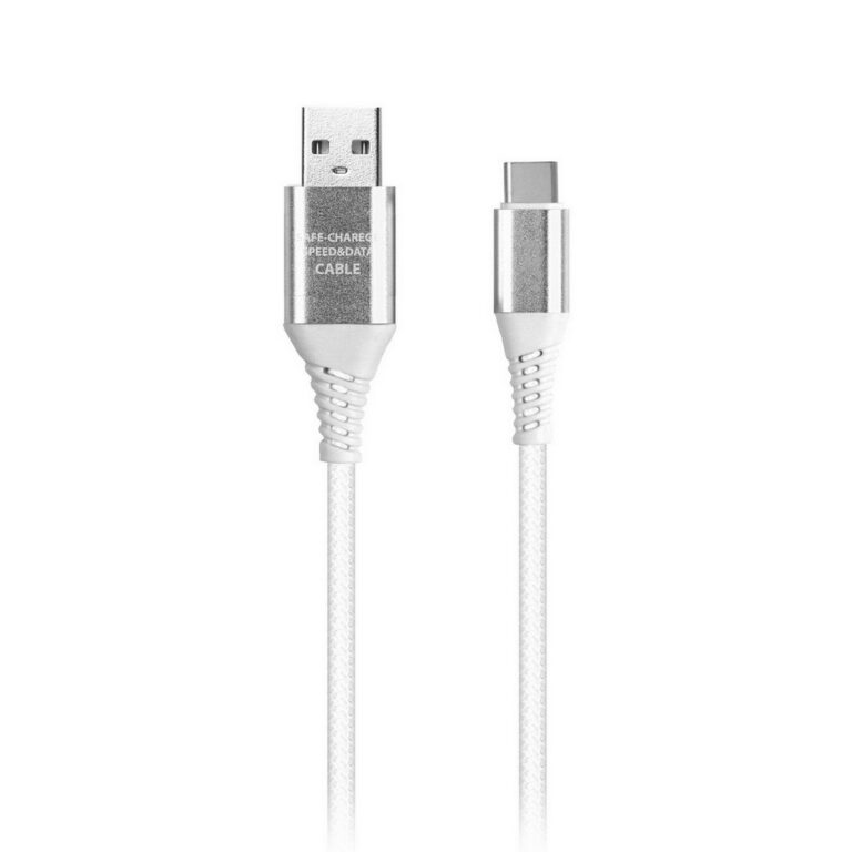 Кабель SMARTBUY USB - Type C, белый, в рез.оплет. Gear, мет. након, 1м,