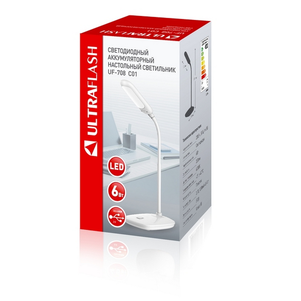 Ultraflash UF-708 C01 белый (Led наст свет-к аккумуляторный, 6Вт) Ultraflash UF-708 C01 белый (Led наст свет-к аккумуляторный, 6Вт)