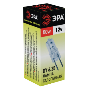 Лампочка галогенная ЭРА GY6.35-JC-50W-12V GY6.35 50Вт капсула теплый белый свет