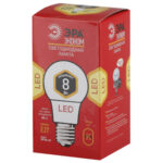 Лампы СВЕТОДИОДНЫЕ ЭКО ECO LED A55-8W-827-E27  ЭРА (диод, груша, 8Вт, тепл, E27)