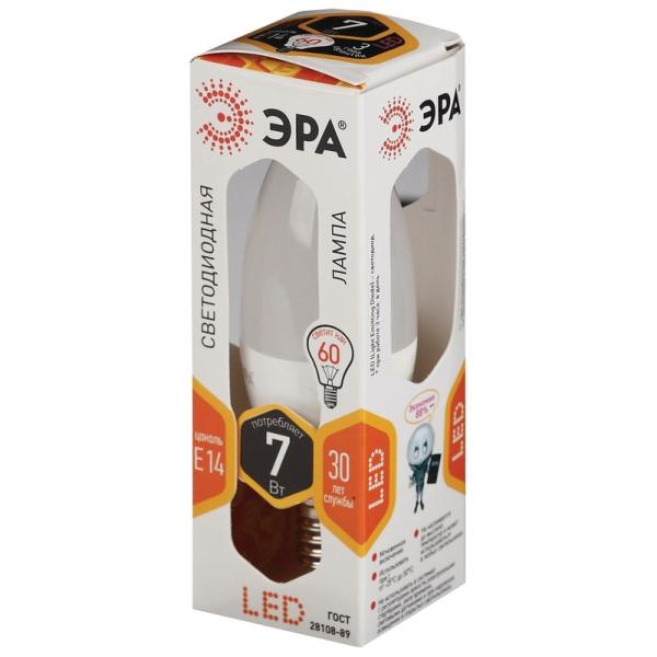 Лампочка светодиодная ЭРА STD LED B35-7W-827-E14 E14 / Е14 7Вт свеча теплый белый свет