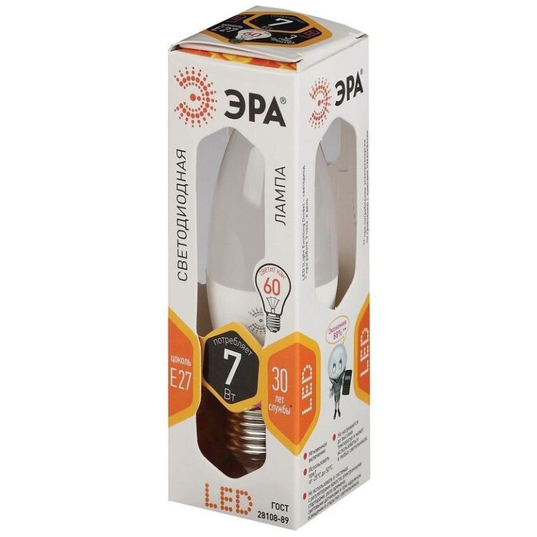 Лампочка светодиодная ЭРА STD LED B35-7W-827-E27 E27 / Е27 7Вт свеча теплый белый свет