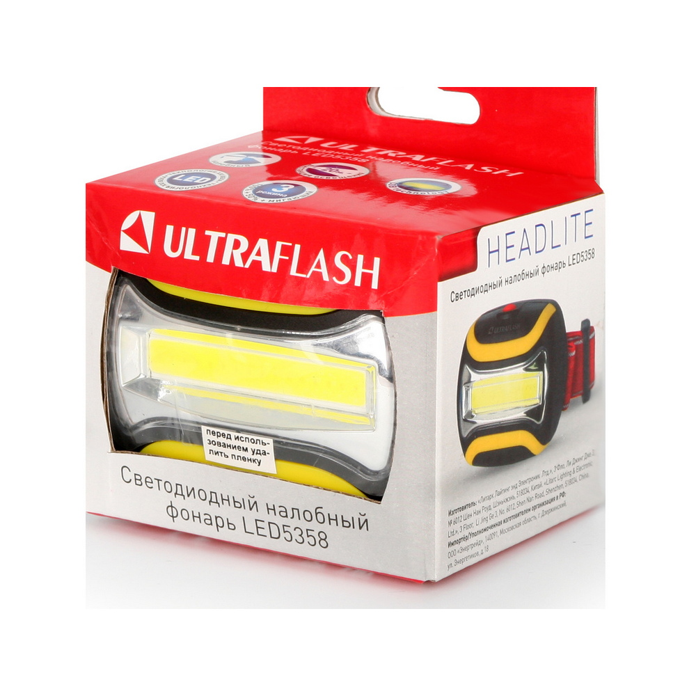 Ultraflash LED5358 (фонарь налобн.черн. 1 Ватт COB LED, 3 реж, 3 X R6, пласт, ,бокс) Ultraflash LED5358 (фонарь налобн.черн. 1 Ватт COB LED, 3 реж, 3 X R6, пласт, ,бокс)