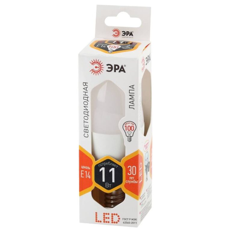 Лампочка светодиодная ЭРА STD LED B35-11W-827-E14 E14 / Е14 11Вт свеча теплый белый свет