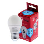 Лампочка светодиодная ЭРА RED LINE LED P45-6W-840-E27 R E27 / Е27 6Вт шар нейтральный белый свет