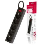 Сетевой фильтр Smartbuy, 10А, 2200Вт, 5 гнезд, без з/ш, земля, ПВС 3x0,75, 1,8 м, черный (SBSP-18-K)