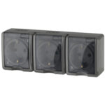 11-2405-03 ЭРА Розетка 3х2P+E IP54, 16A-250В, ОУ, Эра Эксперт, серый (5/50/800)