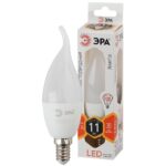 Лампочка светодиодная ЭРА STD LED BXS-11W-827-E14 E14 / Е14 11Вт свеча на ветру теплый белый свет