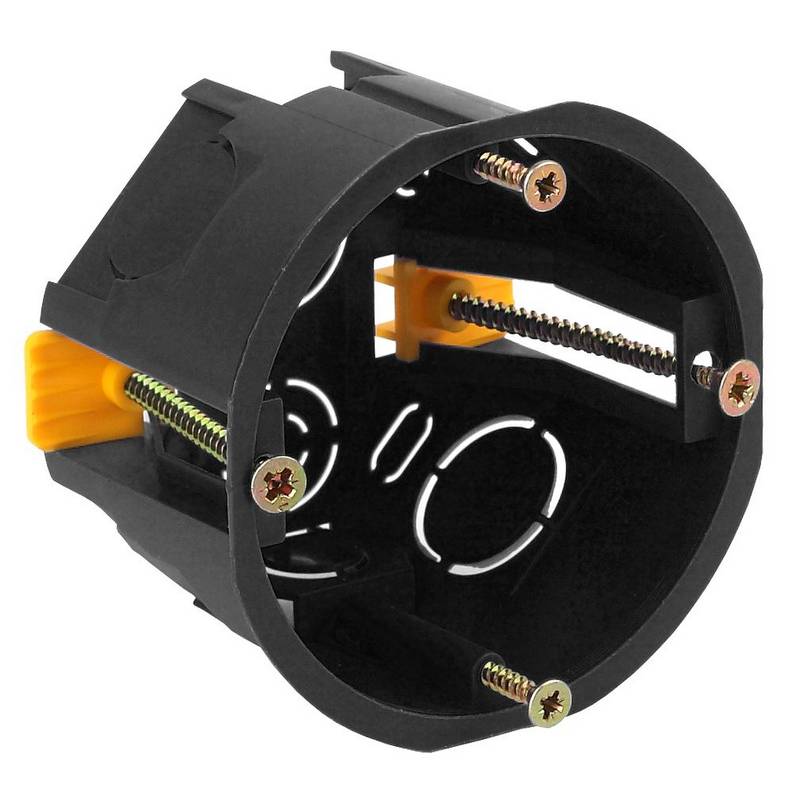 Коробка установочная ЭРА KUP-68-45-black черная 68х45мм для полых стен саморезы пластиковые лапки IP20 Коробка установочная ЭРА KUP-68-45-black черная 68х45мм для полых стен саморезы пластиковые лапки IP20