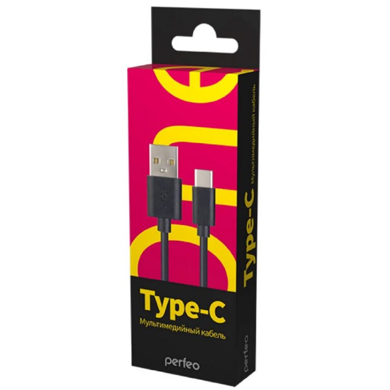 PERFEO Кабель USB A вилка - Type-C вилка, 2.4A, черный, длина 1 м., Type-C ONE (U4703)