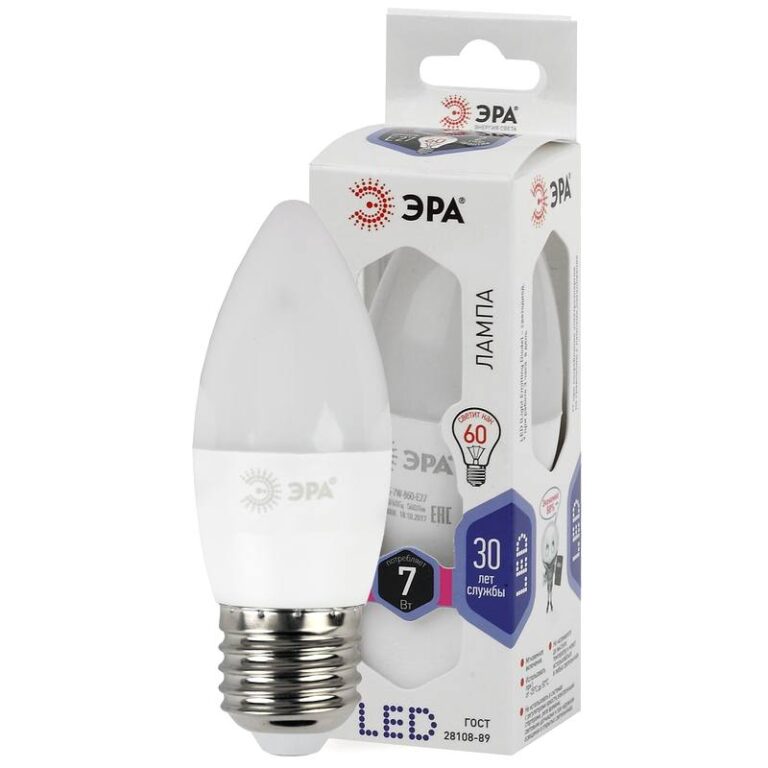 Лампочка светодиодная ЭРА STD LED B35-7W-860-E27 E27 / Е27 7Вт свеча холодный дневной свет