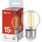 Лампа светодиодная LED-ШАР-deco 15Вт 230В Е27 4000К 1435Лм прозрачная IN HOME