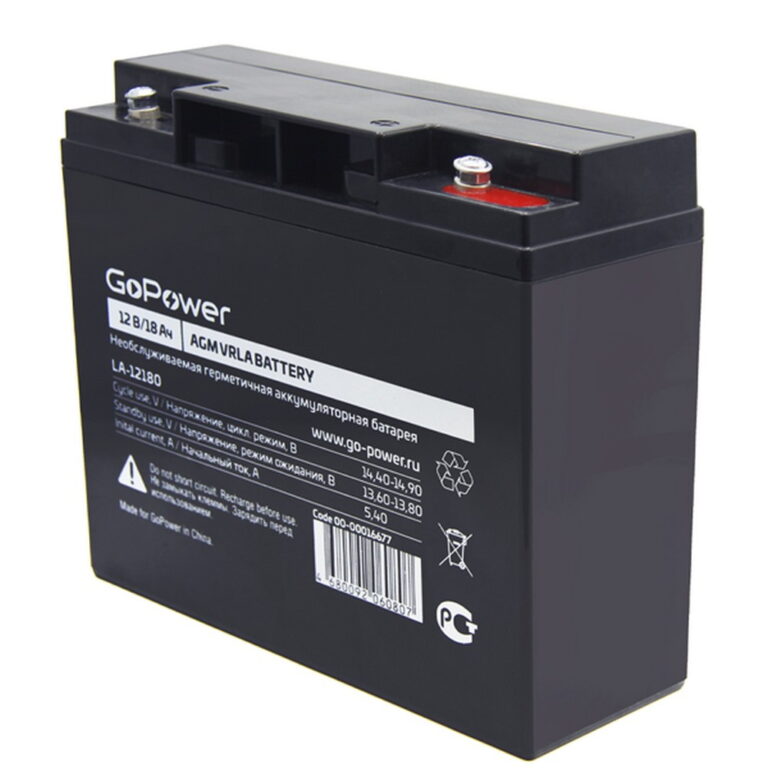Аккумулятор свинцово-кислотный GoPower LA-12180 12V 18Ah (1/2)