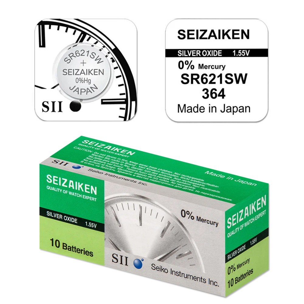 Батарейка SEIZAIKEN 364 (SR621SW) Silver Oxide 1.55V (10/100) Батарейка SEIZAIKEN 364 (SR621SW) Silver Oxide 1.55V (10/100)
