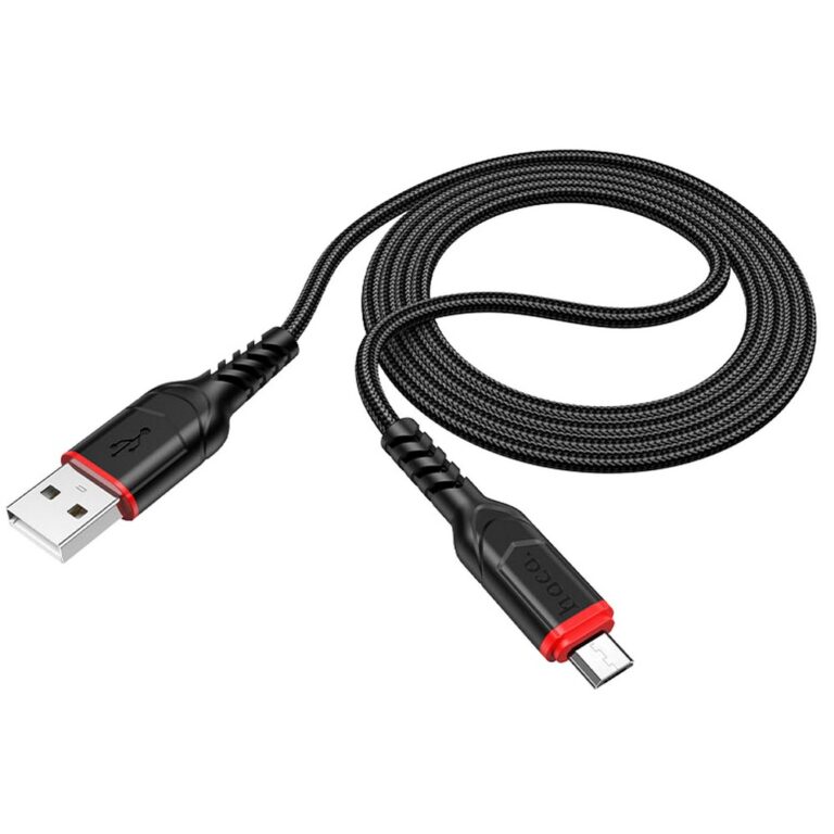Дата-кабель USB 2.4A для micro USB Hoco X59 нейлон 1м (Black)