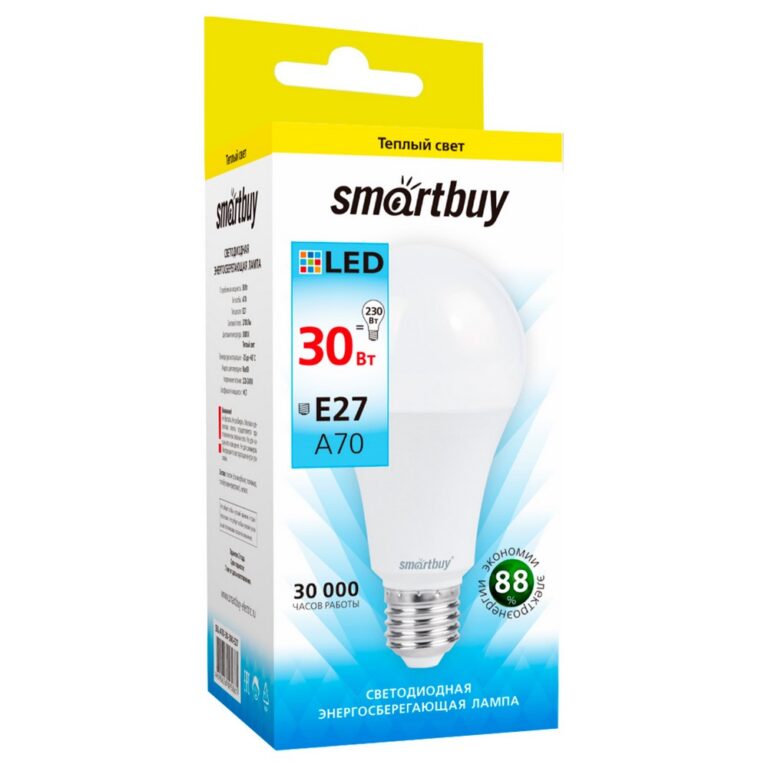 Светодиодная (LED) Лампа Smartbuy-A70-30W/3000/E27 (SBL-A70-30-30K-E27)